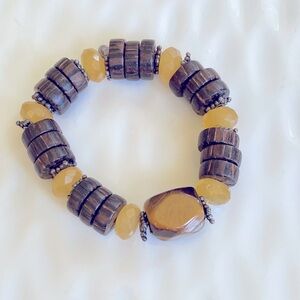 Silpada Palm Wood, Yellow Jaspers and Tigers Eye Stretch Bracelet. Rare Find